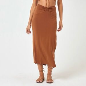 L Space Skirt Medium Brown It’s A Date Skirt Maxi New